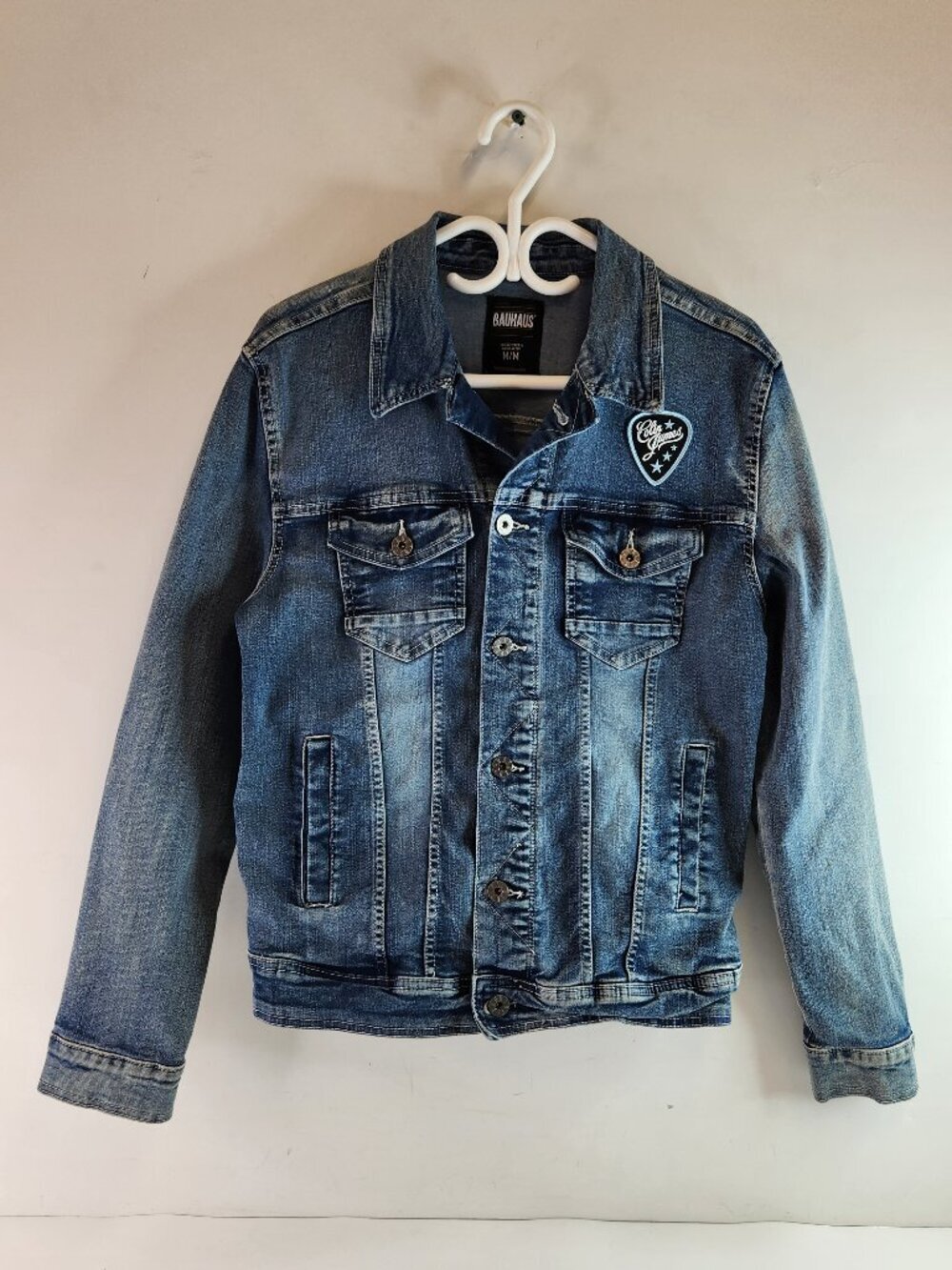 Bauhaus / Jeanologie Mens Denim Jean Jacket Size Medium w/ Colin James Patch